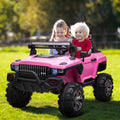 12V Police Car Ride On Truck Car, 2-Seater Battery Powered Electric Car W/Parents Remote Control, Siren, Music, Bluetooth, Horn