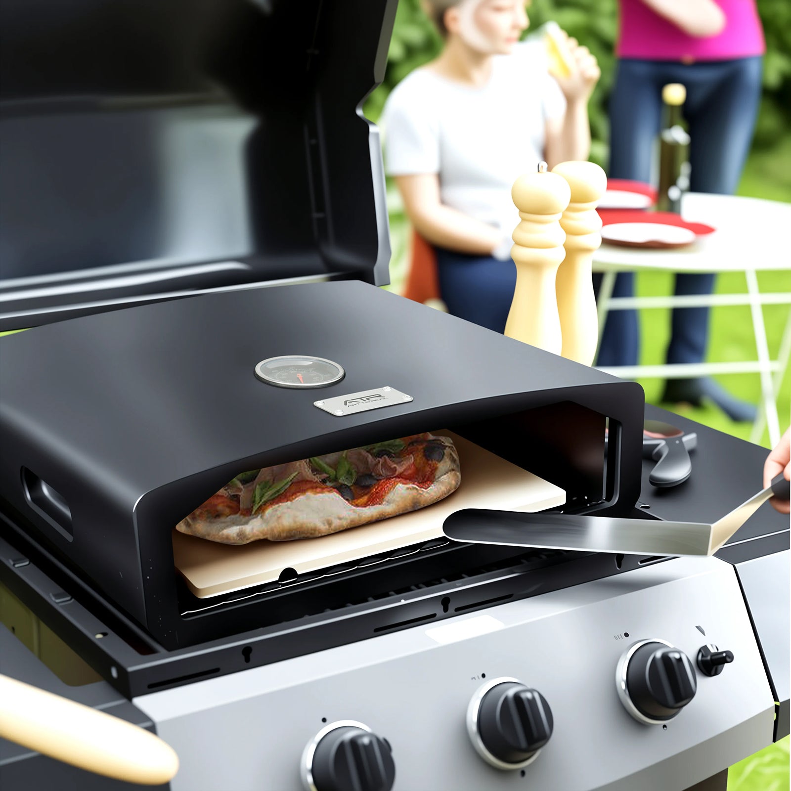 Arttoreal Portable Charcoal Pizza Oven, 15.7-inch Grill Top Outdoor Pizza Oven