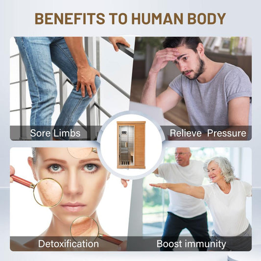 Far-Infrared Hemlock Sauna Room / Low EMF Outdoor Indoor Wooden Sauna w/ Bluetooth Speakers