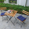 Solid Teak Patio Folding Bistro Set / 3 Piece Foldable Patio Furniture Table and Chairs with 2 cushions