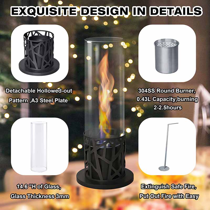 Portable Ethanol Tabletop Fire Pit with Swirling Flame - Compact, Stylish Fireplace Outdoor Indoor Décor Perfect for Contemporary Interiors and Backyard Gatherings