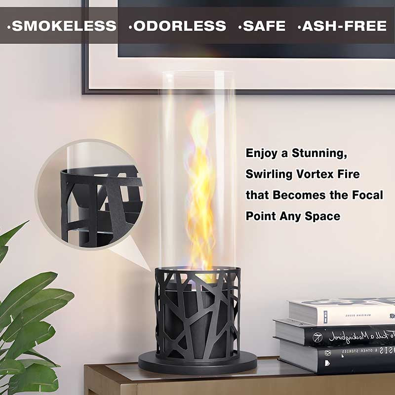 Portable Ethanol Tabletop Fire Pit with Swirling Flame - Compact, Stylish Fireplace Outdoor Indoor Décor Perfect for Contemporary Interiors and Backyard Gatherings