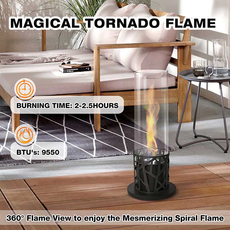 Portable Ethanol Tabletop Fire Pit with Swirling Flame - Compact, Stylish Fireplace Outdoor Indoor Décor Perfect for Contemporary Interiors and Backyard Gatherings