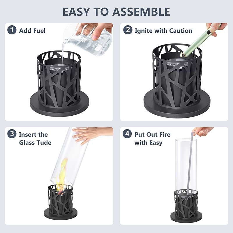 Portable Ethanol Tabletop Fire Pit with Swirling Flame - Compact, Stylish Fireplace Outdoor Indoor Décor Perfect for Contemporary Interiors and Backyard Gatherings