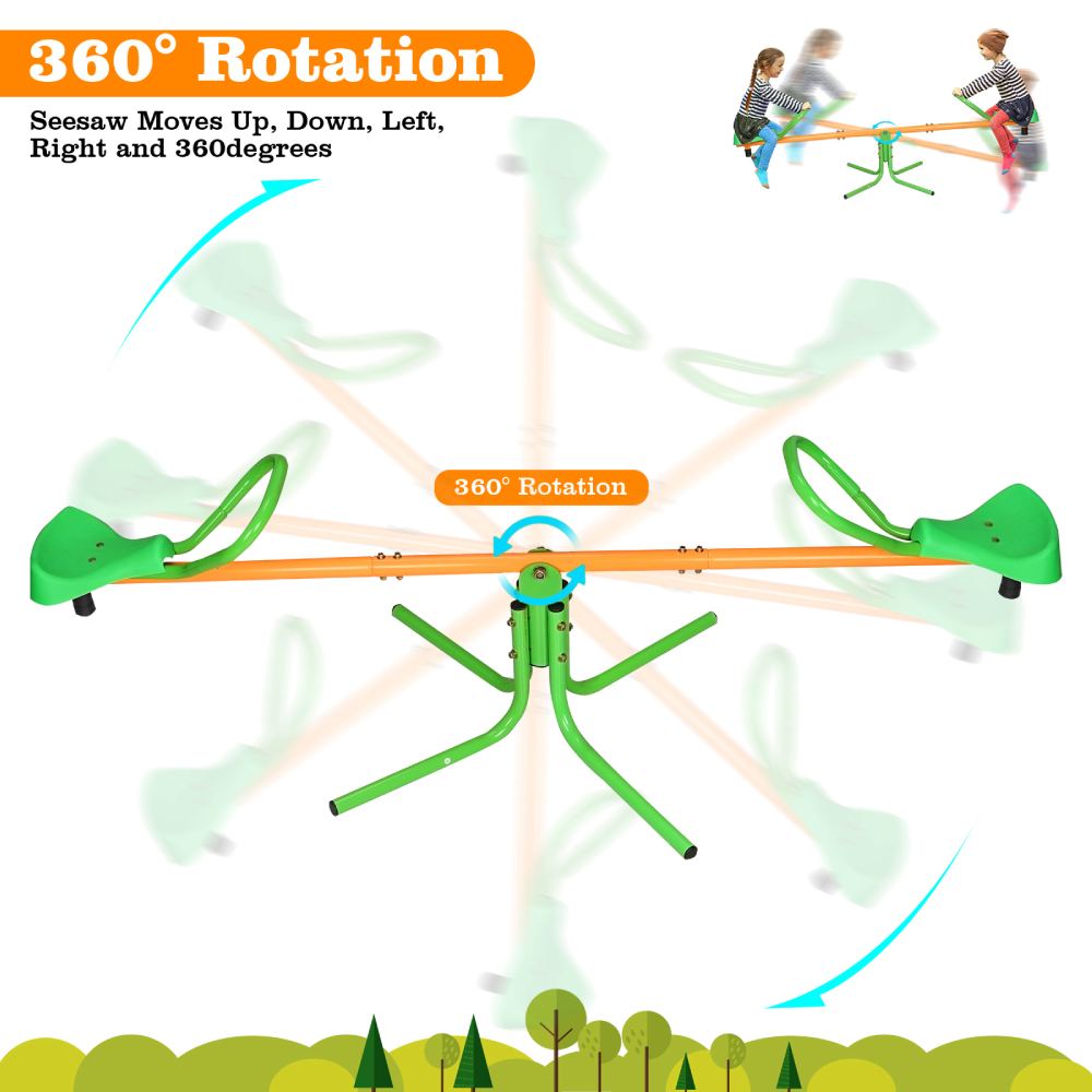 Outdoor Kids Swivel Seesaw / Home Playground Equipment Spinning Teeter Totter / Rotation Toy Set for Backyard