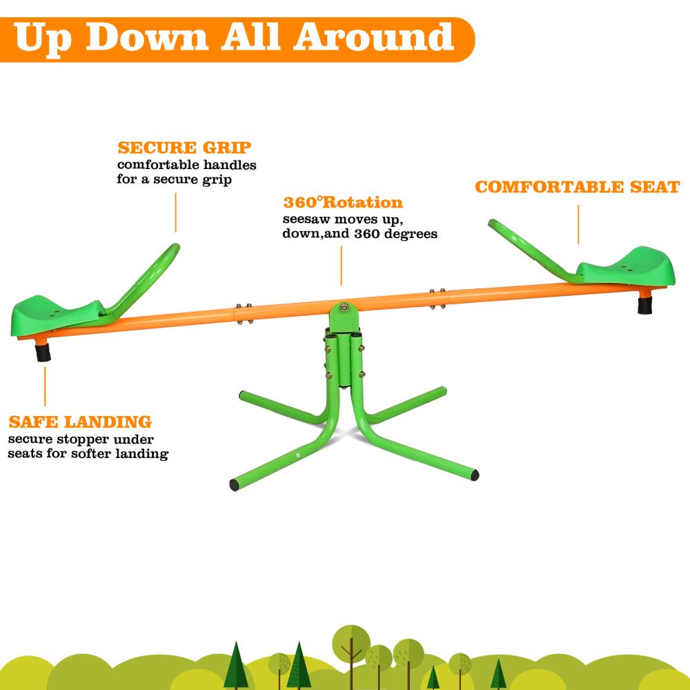 Outdoor Kids Swivel Seesaw / Home Playground Equipment Spinning Teeter Totter / Rotation Toy Set for Backyard