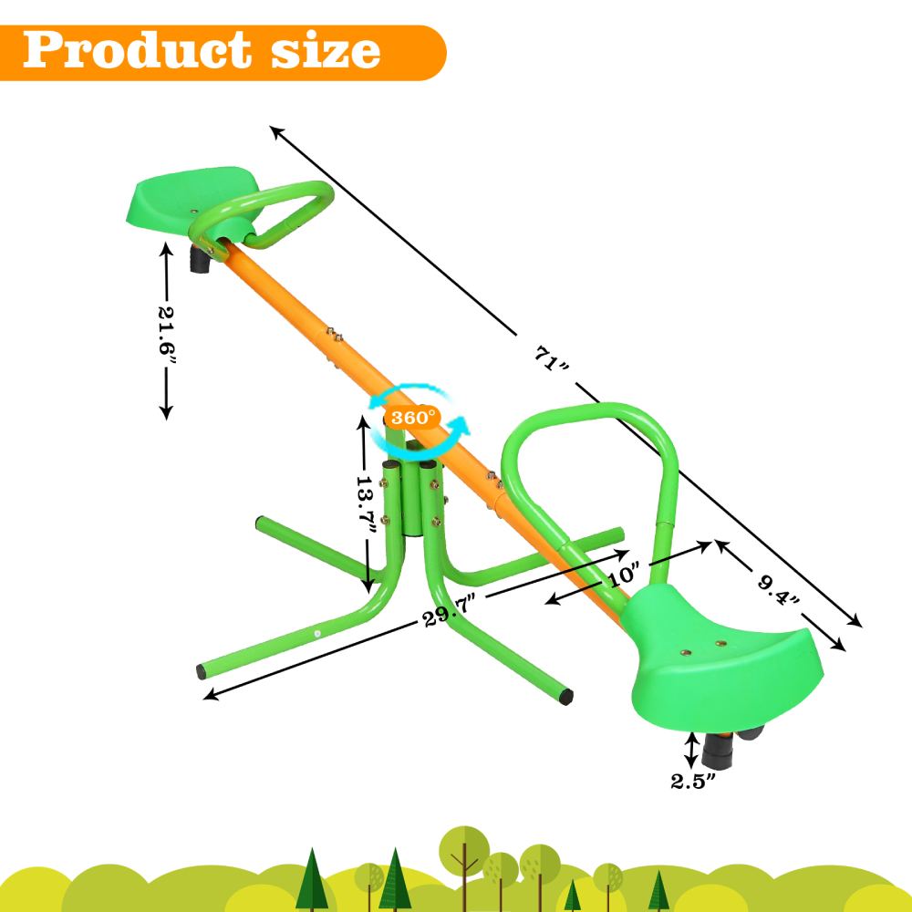 Outdoor Kids Swivel Seesaw / Home Playground Equipment Spinning Teeter Totter / Rotation Toy Set for Backyard