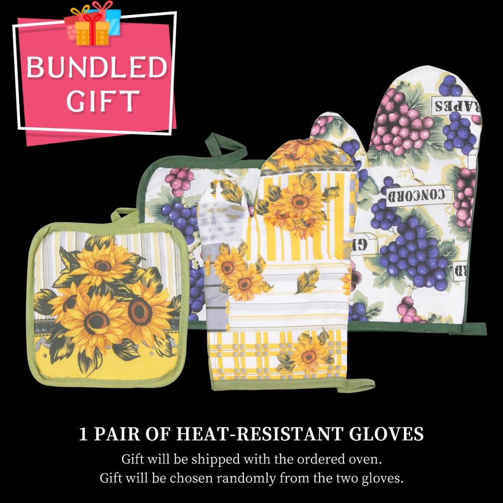 Countertop Toaster Oven 1200W with Timer, Bake, Broil, Toast, Black