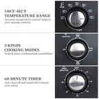 Countertop Toaster Oven 1200W with Timer, Bake, Broil, Toast, Black