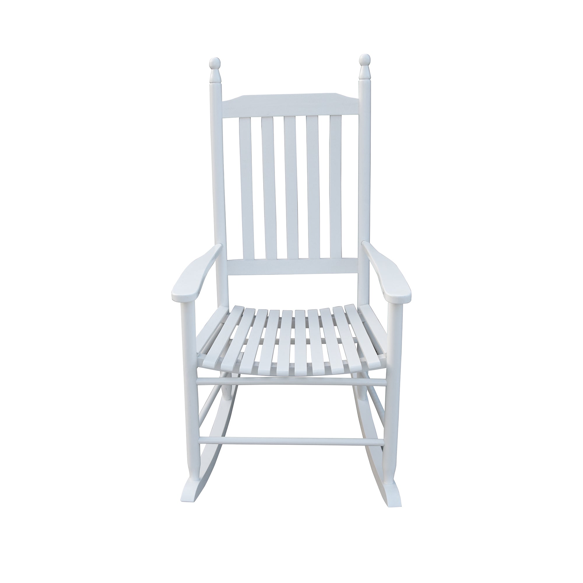 Wooden Porch Rocking Chair with Wide Arms, No Cushions for Patio or Living Room