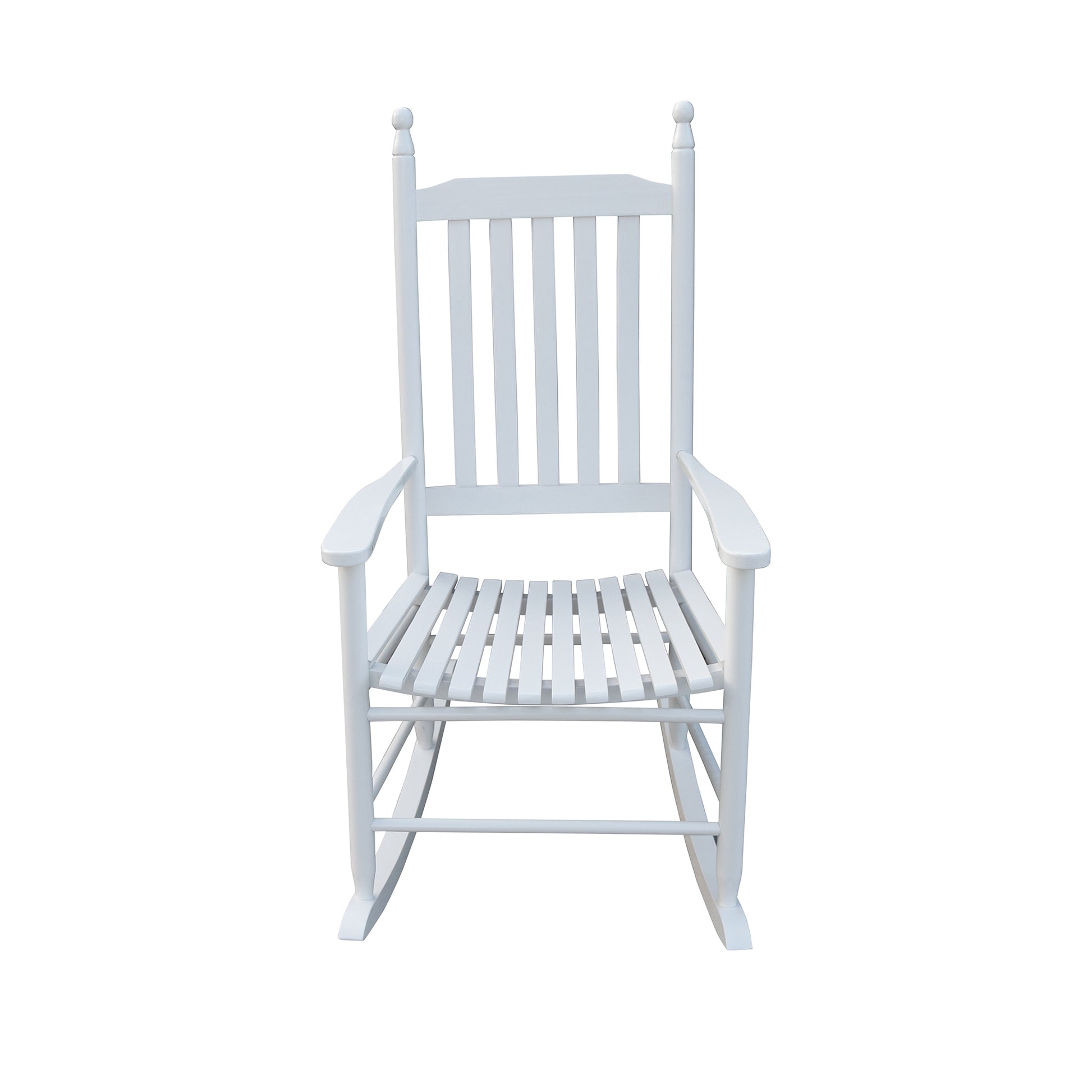 Wooden Porch Rocking Chair with Wide Arms, No Cushions for Patio or Living Room