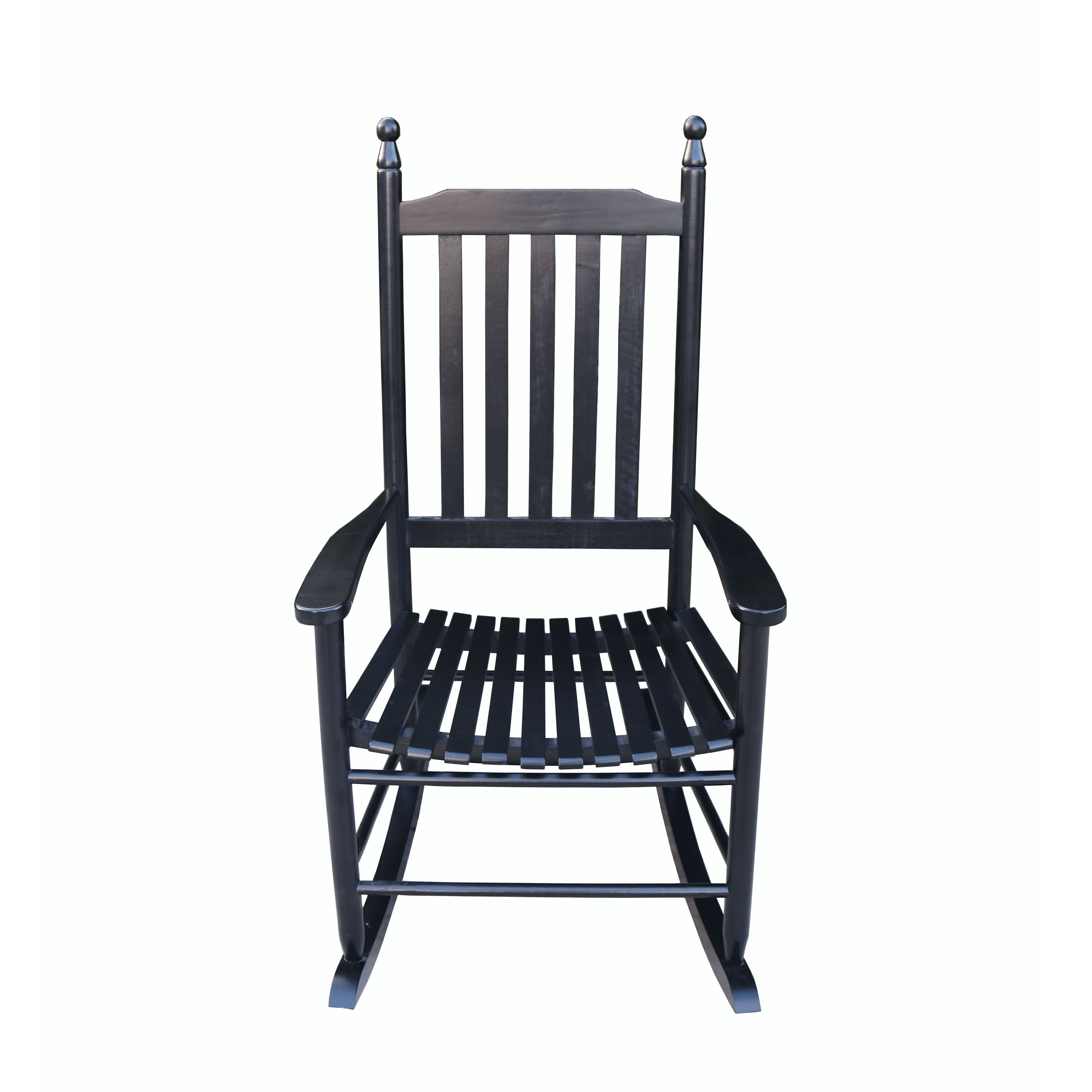 Wooden Porch Rocking Chair with Wide Arms, No Cushions for Patio or Living Room