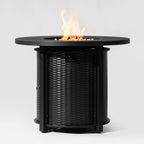 32" Propane Gas Fire Pit Table, 50000 BTU Round Steel Fire Pit for Outside Patio Deck Garden Courtyard-Black