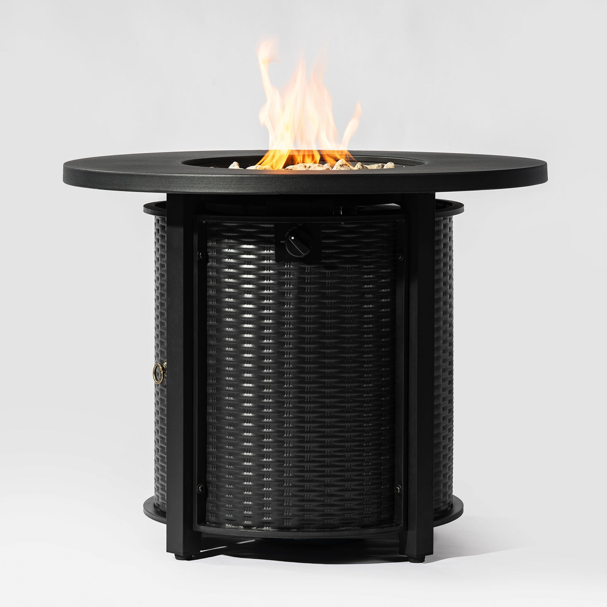 32" Propane Gas Fire Pit Table, 50000 BTU Round Steel Fire Pit for Outside Patio Deck Garden Courtyard-Black