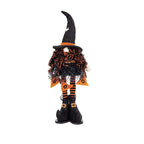 Halloween Gnome Plush Elf Decoration - Standing Witch Gnome w/Retractable Spring Legs for Halloween Ornament Home Decor