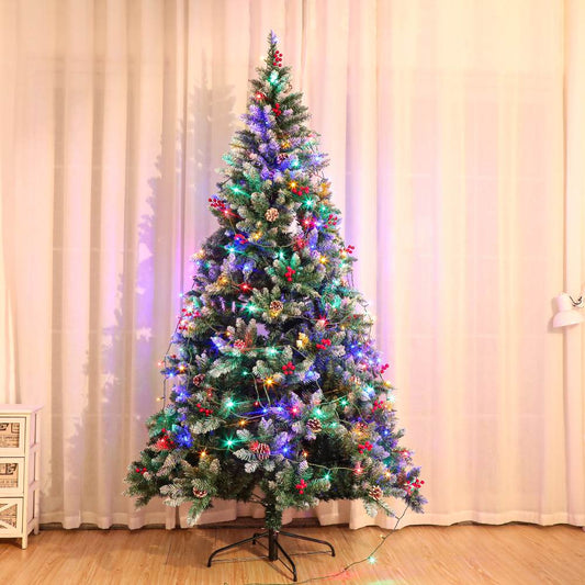 6ft Pre-Lit Artificial Full Christmas Tree w/ 150 LED, 750 Branch Tips for Home Office and Party Decoration