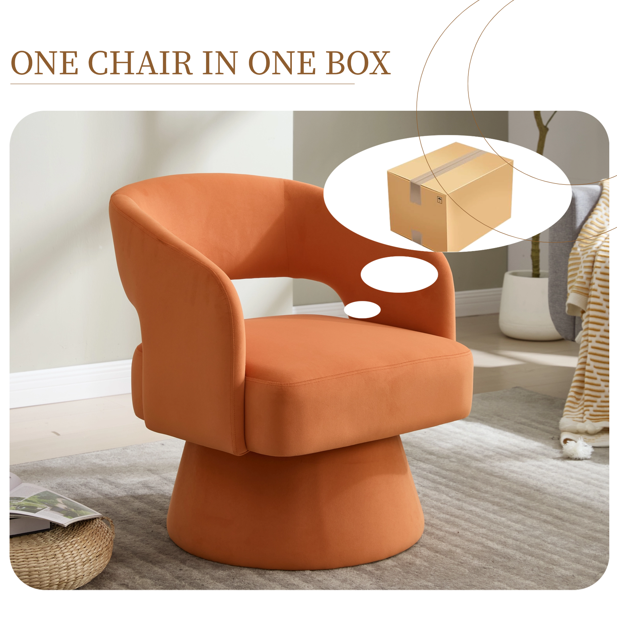 Swivel Barrel Chair, Velvet Accent Armchair 360 Degree Swivel Club Chair for Living Room Bedroom Reception Room