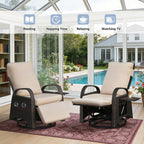 Arttoreal Outdoor Swivel Rattan Lounge Chair, 42.2 inches high,  – Indoor/Outdoor Recliner with Side Table