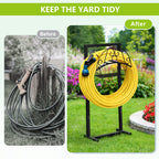Arttoreal Freestanding Garden Hose Holder, Metal Water Hose Stand with 4 Ground Stakes, Detachable Storage Rack for Yard Lawn Patio