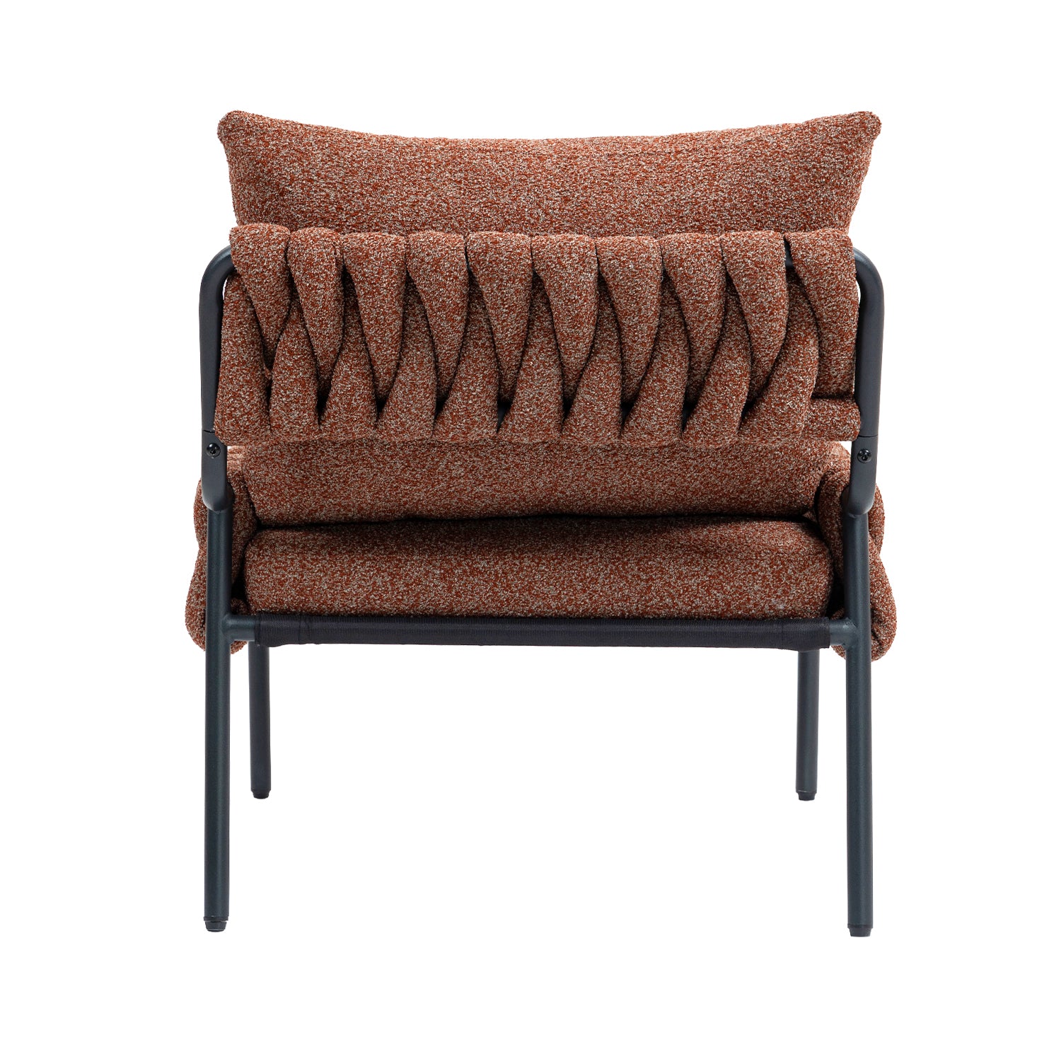 1-piece contemporary lounge chair with woven upholstery and metal frame, comfortable armchair for living room or bedroom, upholstered seat and back