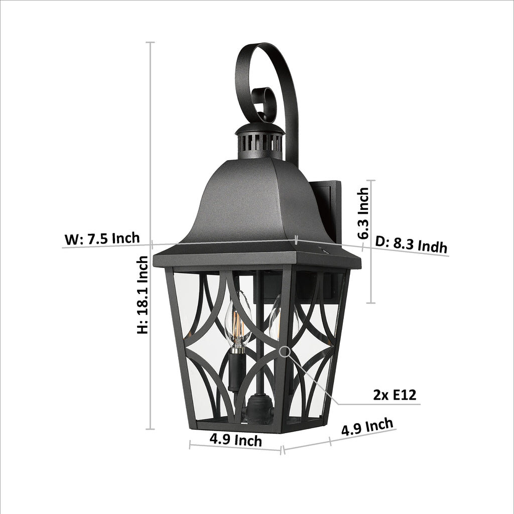 2 Pack Outdoor Wall Light Fixtures, Waterproof Exterior Wall Light Porch Light, Matte Black Outdoor Wall Light with Clear Glass, Outdoor Wall Light for House, Garage, Front Door