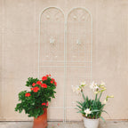 2 Pack Metal Garden Trellis 86.7" x 19.7" Rustproof Trellis for Climbing Plants Outdoor Flower Support Cream