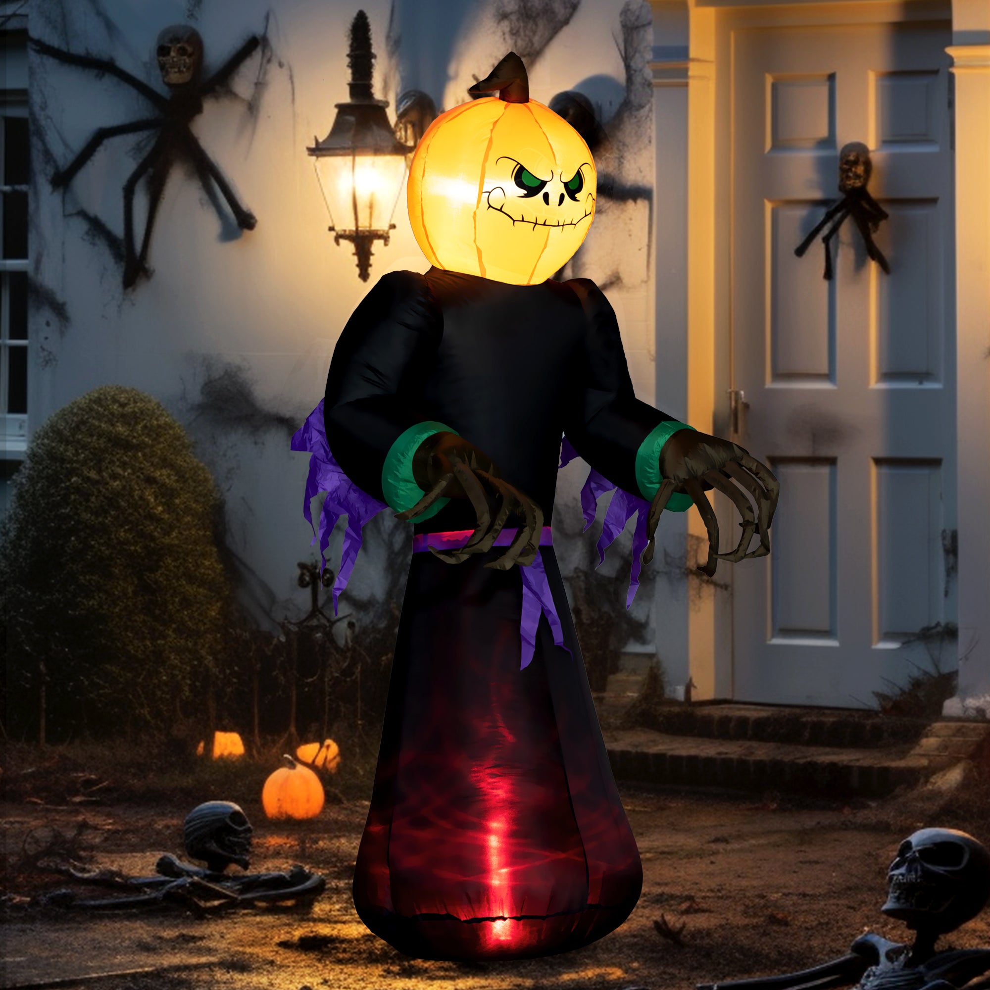 HOMCOM 7' Halloween Inflatable Outdoor Decoration Reaper Ghost Pumpkin, Blow Up LED Yard Decor for Garden, Lawn, Party, Holiday, Waterproof