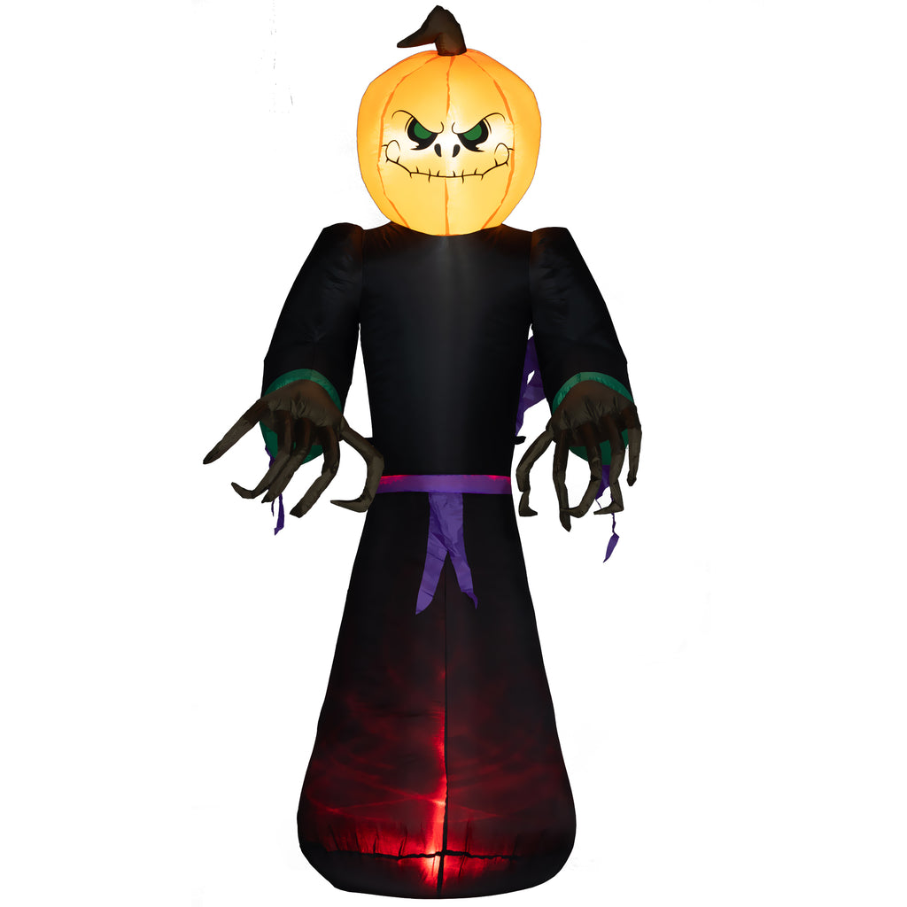 HOMCOM 7' Halloween Inflatable Outdoor Decoration Reaper Ghost Pumpkin, Blow Up LED Yard Decor for Garden, Lawn, Party, Holiday, Waterproof