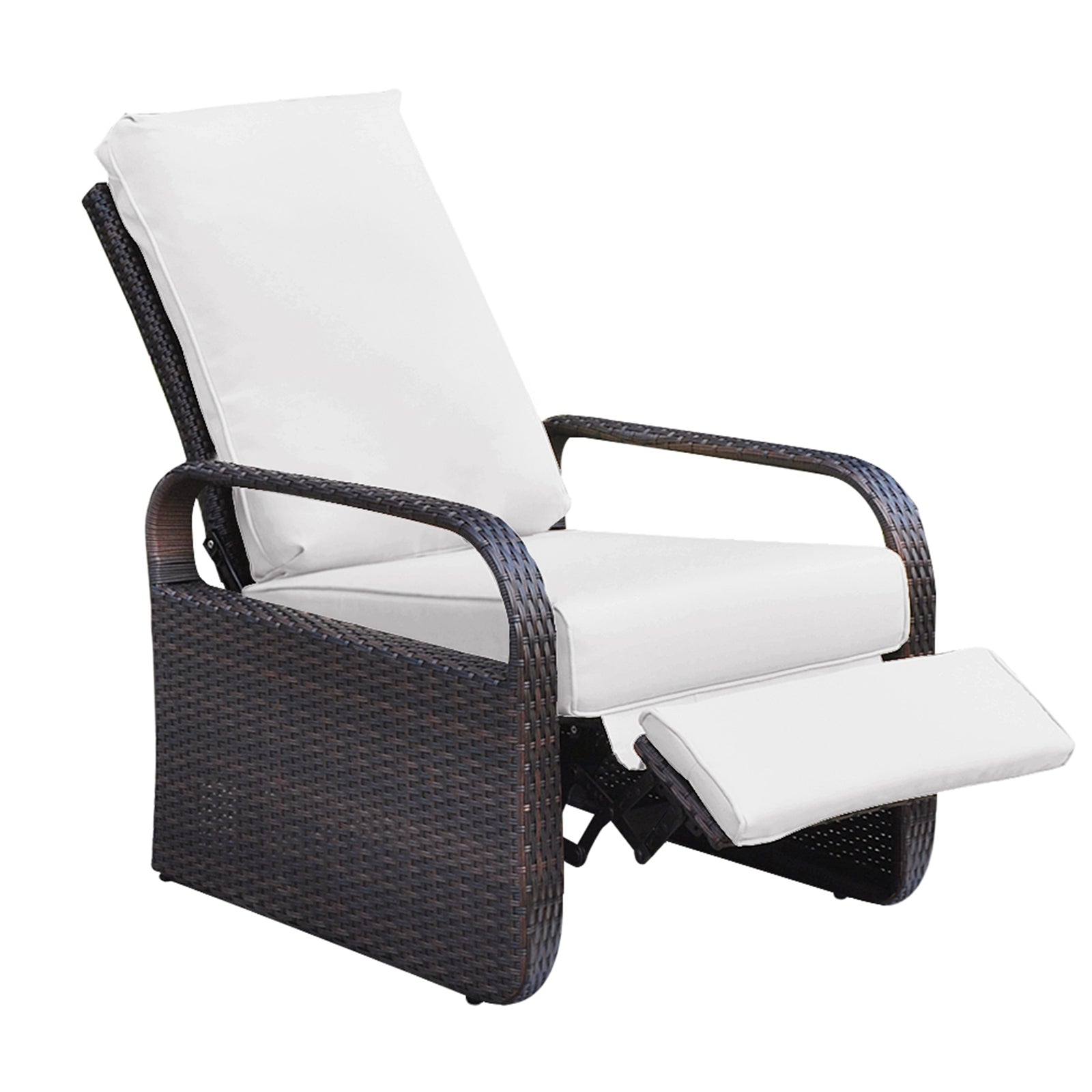 Arttoreal Outdoor Patio Furniture Adjustable Wicker Recliner / Recliner Chair with Aluminum Frame and Soft Waterproof Cushions