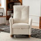 Rocking chair with footstool, high back, rubber wood rocking legs, bedroom living room