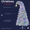 6 Ft Bent Top Artificial Christmas Tree / Fir Xmas Tree for Decor with 300 Colorful LED Lights, 900 Silver Branch Tips, 8 Flashing