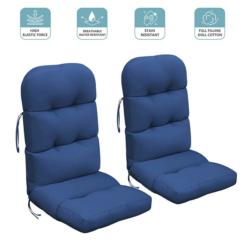 2Pcs Adirondack Chair Cushions, Rocking Chair Cushion, Replacement Seat Pad, High Back Patio Cushions with Ties, Sunscreen and Fade-Resistant