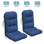 2Pcs Adirondack Chair Cushions, Rocking Chair Cushion, Replacement Seat Pad, High Back Patio Cushions with Ties, Sunscreen and Fade-Resistant
