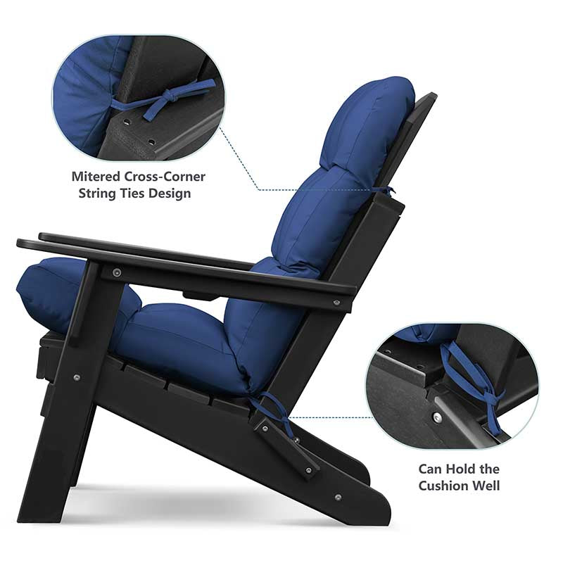 2Pcs Adirondack Chair Cushions, Rocking Chair Cushion, Replacement Seat Pad, High Back Patio Cushions with Ties, Sunscreen and Fade-Resistant