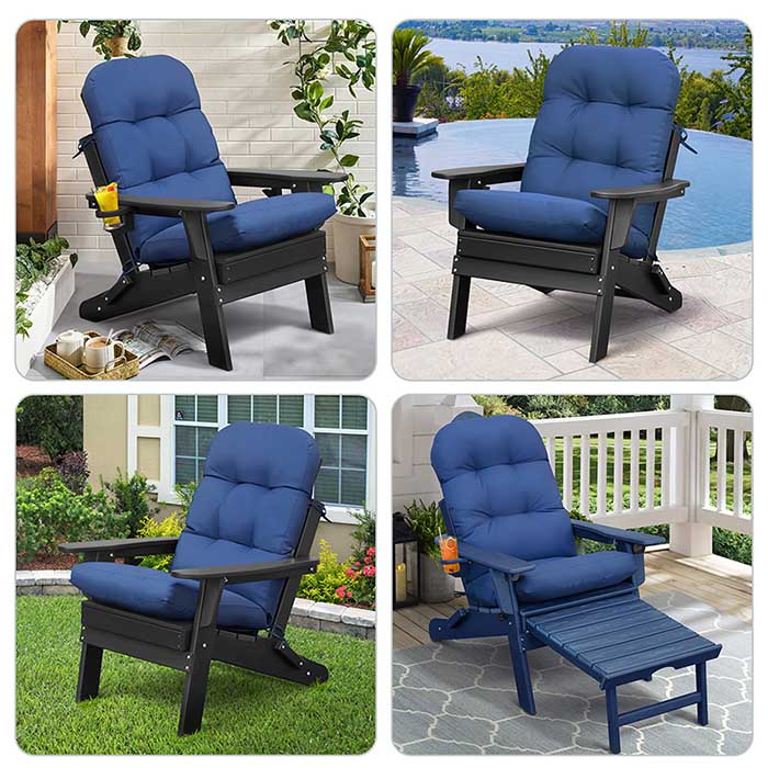 2Pcs Adirondack Chair Cushions, Rocking Chair Cushion, Replacement Seat Pad, High Back Patio Cushions with Ties, Sunscreen and Fade-Resistant