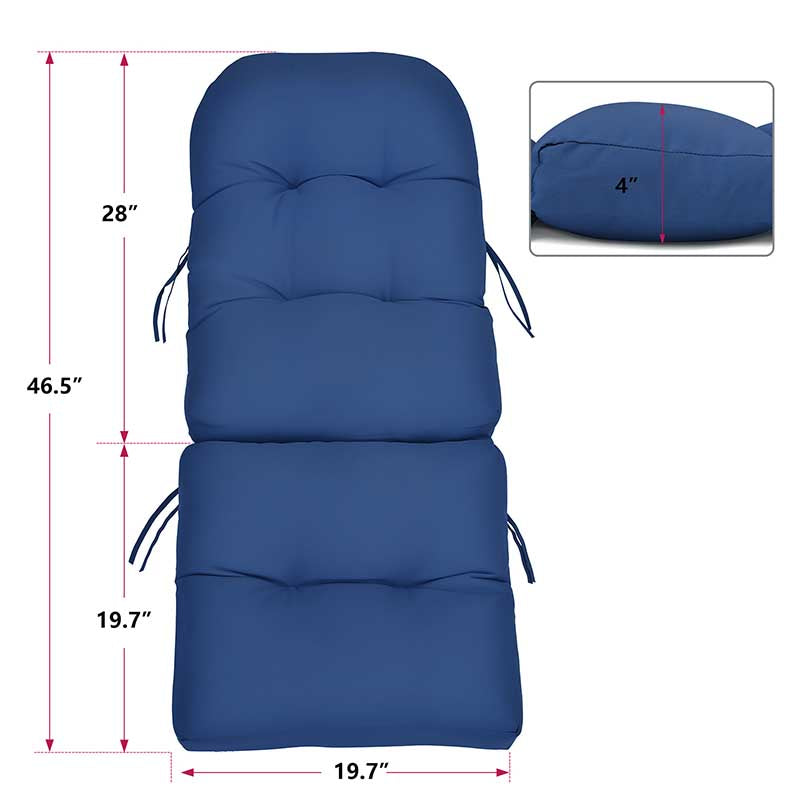 2Pcs Adirondack Chair Cushions, Rocking Chair Cushion, Replacement Seat Pad, High Back Patio Cushions with Ties, Sunscreen and Fade-Resistant