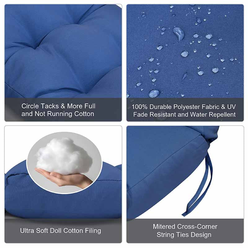 2Pcs Adirondack Chair Cushions, Rocking Chair Cushion, Replacement Seat Pad, High Back Patio Cushions with Ties, Sunscreen and Fade-Resistant