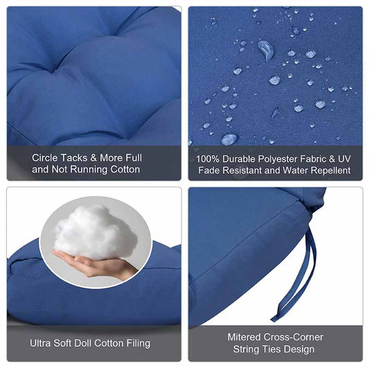 2Pcs Adirondack Chair Cushions, Rocking Chair Cushion, Replacement Seat Pad, High Back Patio Cushions with Ties, Sunscreen and Fade-Resistant