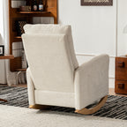 Rocking chair with footstool, high back, rubber wood rocking legs, bedroom living room