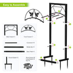 Arttoreal Freestanding Garden Hose Holder, Metal Water Hose Stand with 4 Ground Stakes, Detachable Storage Rack for Yard Lawn Patio