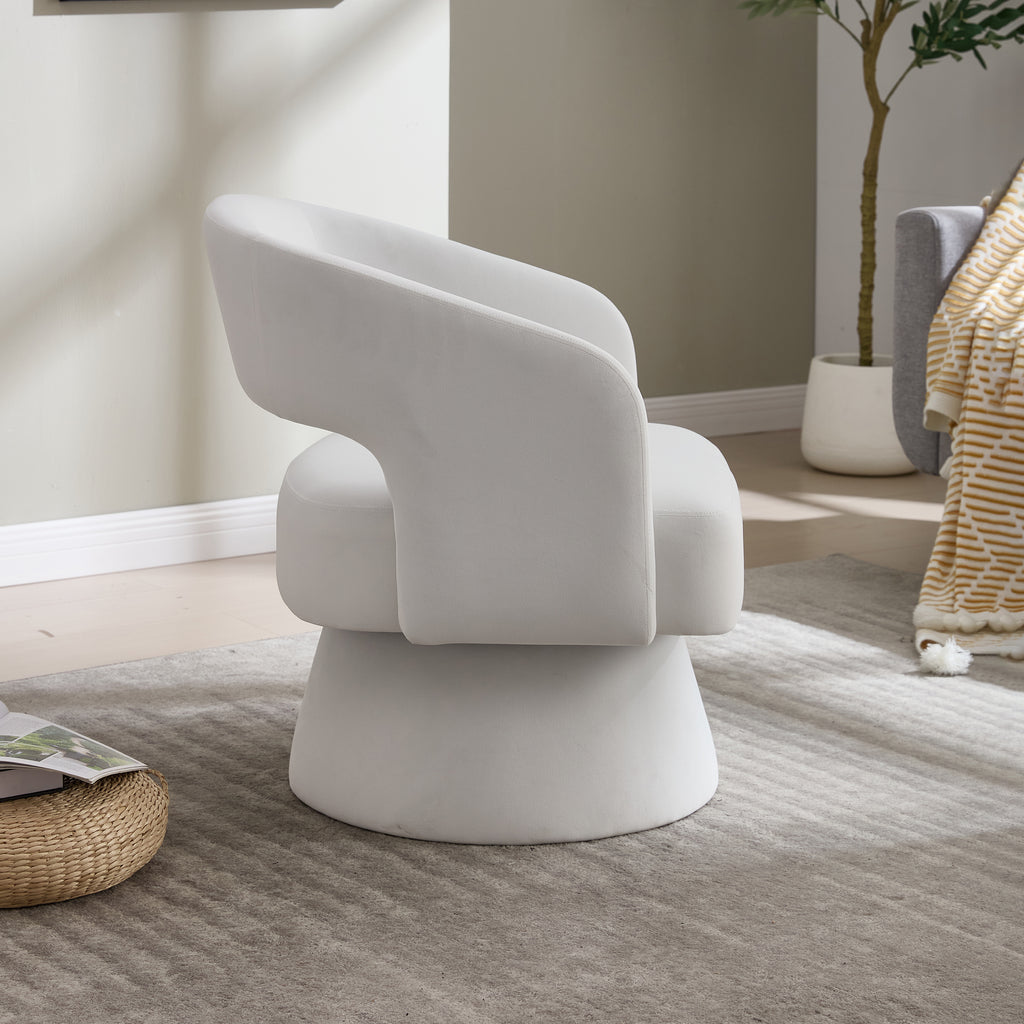 Swivel Barrel Chair, Velvet Accent Armchair 360 Degree Swivel Club Chair for Living Room Bedroom Reception Room
