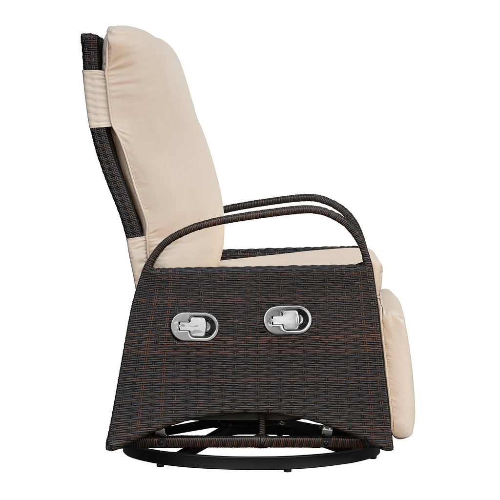 Arttoreal Outdoor Swivel Rattan Lounge Chair, 42.2 inches high,  – Indoor/Outdoor Recliner with Side Table