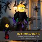 HOMCOM 7' Halloween Inflatable Outdoor Decoration Reaper Ghost Pumpkin, Blow Up LED Yard Decor for Garden, Lawn, Party, Holiday, Waterproof