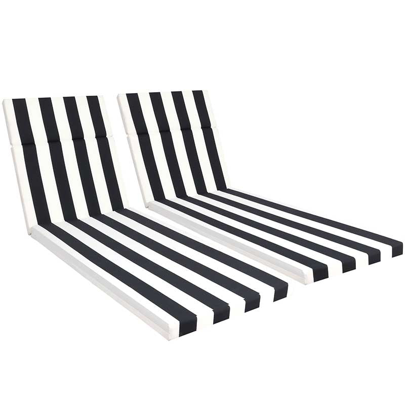 2 Pcs Outdoor Chaise Lounge Chair Cushions, Recliner Cushions with Ties, Patio Seat Cushion for Lawn,Pool & Beach,75" x 22.8" x 2"