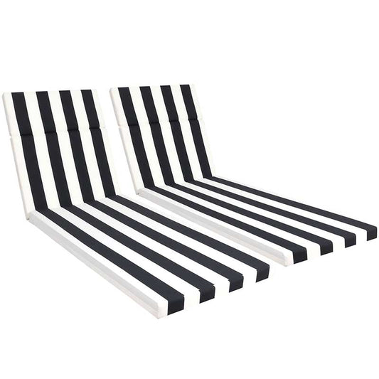 2 Pcs Outdoor Chaise Lounge Chair Cushions, Recliner Cushions with Ties, Patio Seat Cushion for Lawn,Pool & Beach,75" x 22.8" x 2"