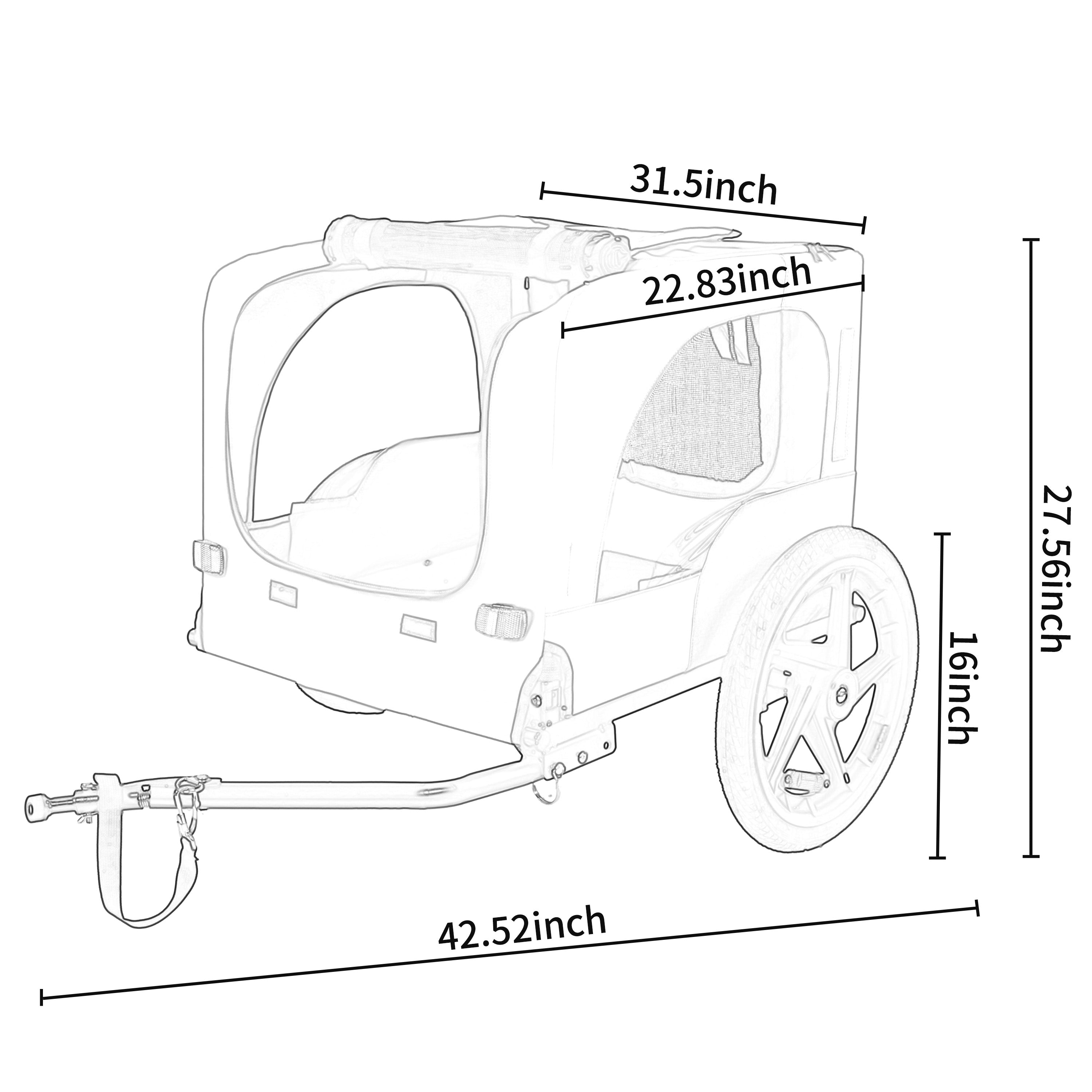 Pet Bike Trailer Dog Cart for Bicycle,Suitable for Small and Medium Pets, Easy Folding Cart Frame, Quick Release Wheel, Non-Slip Floor, Internal Leash