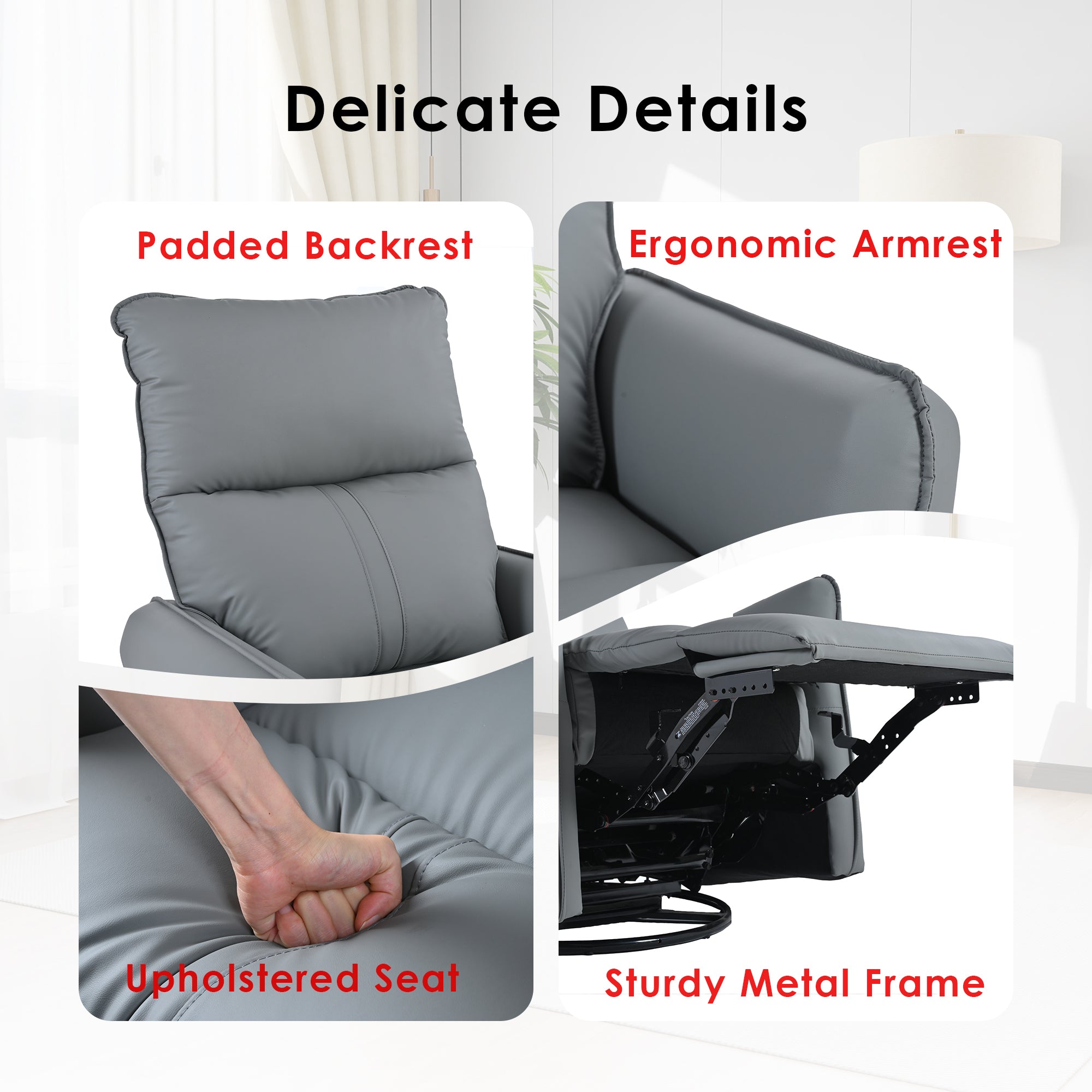 Power Swivel Rocker Recliner Chair for Adults, 270° Swivel Rocking Recliner Chair,Electric Small Recliners for Small Spaces, Single Sofa Recliner for Living Room, Bedroom