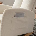 Rocking chair with footstool, high back, rubber wood rocking legs, bedroom living room