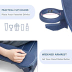 3 Pieces Folding Adirondack Chairs, Patio Fire Pit Chairs, Outdoor Weather Resistant Lounger with Cup Holder, Coffee Table for Deck, Backyard, Garden