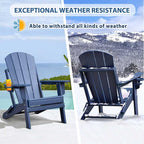 3 Pieces Folding Adirondack Chairs, Patio Fire Pit Chairs, Outdoor Weather Resistant Lounger with Cup Holder, Coffee Table for Deck, Backyard, Garden